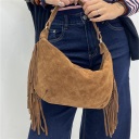 borsa mezzaluna con frange west